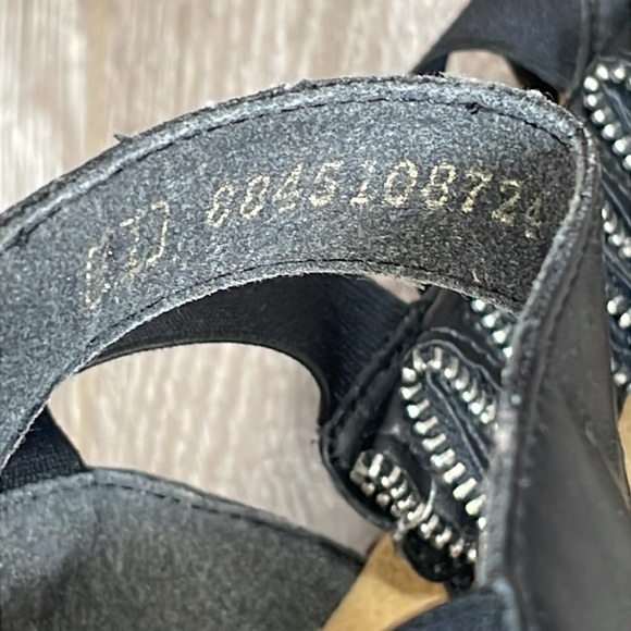 Rieker Antistress Black Leather Strappy Wedge Sandal Zipper Rosette 41 (US 9) - Picture 6 of 16